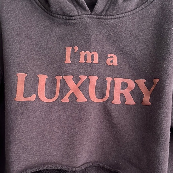 JUNK FOOD Clothing Black Cropped Hoodie Luxury Text Design size small - Picture 4 of 10